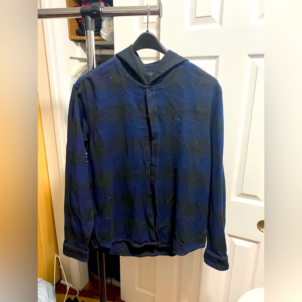 10.Deep - Work Hooded Flannel XL Black & Blue